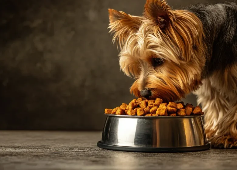 cachorro comiendo de su plato según su edad